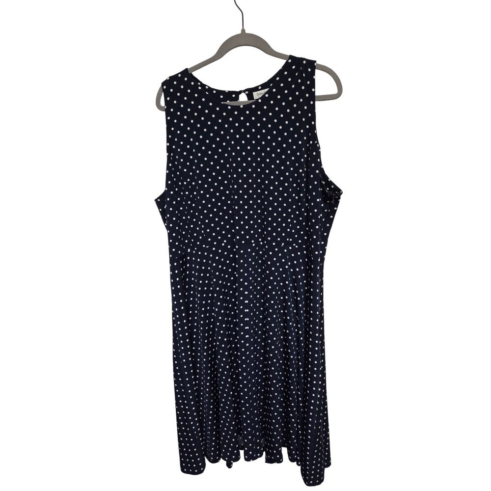 Coldwater Creek Womens 22W Navy Blue Polka Dot Sleeveless Dress